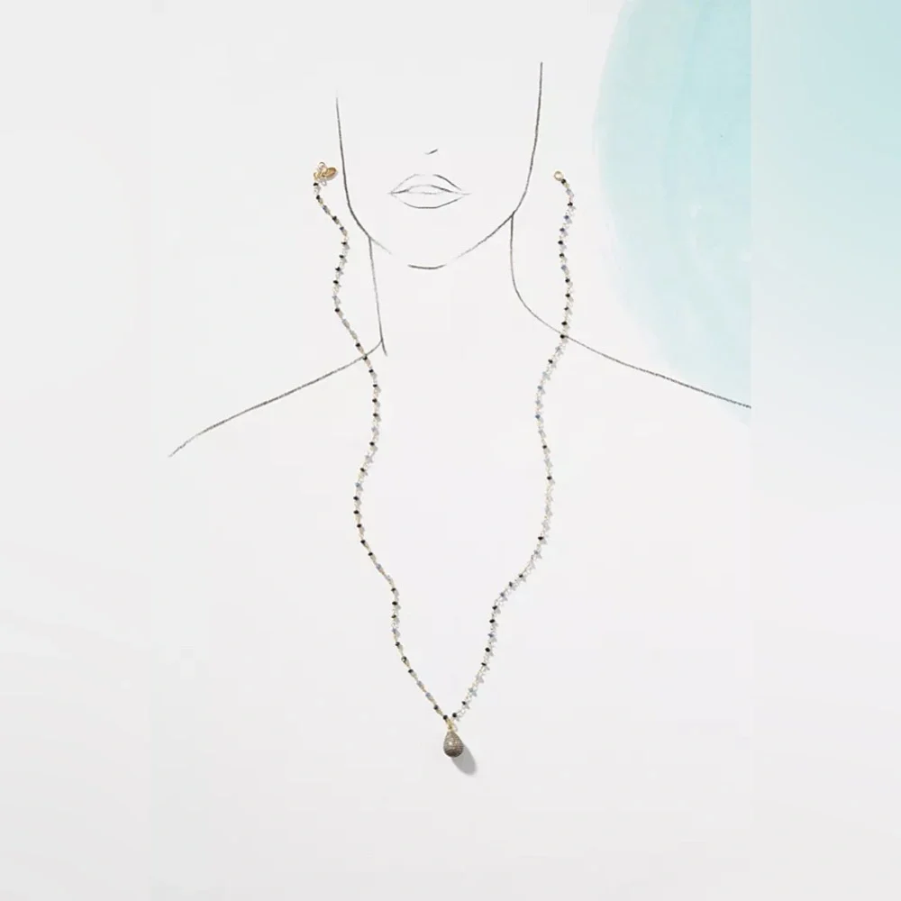 Jemma Sands Anthropologie Pacific Sapphire Necklace w/ diamond pendant - Picture 2 of 8